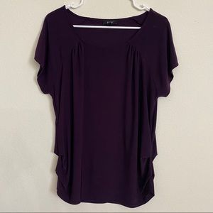 AUW Ruched Sides and Oval Neck Blouse